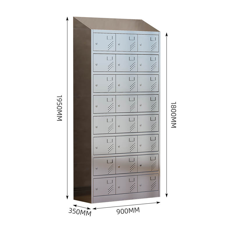 臻远 ZY4111420 304不锈钢斜顶更衣柜员工宿舍储物柜 二十四门更衣柜高清大图