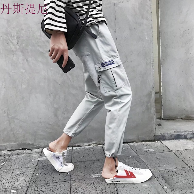 裤子男韩版潮流运动裤九分裤学生休闲裤宽松哈伦裤男小脚工装裤潮