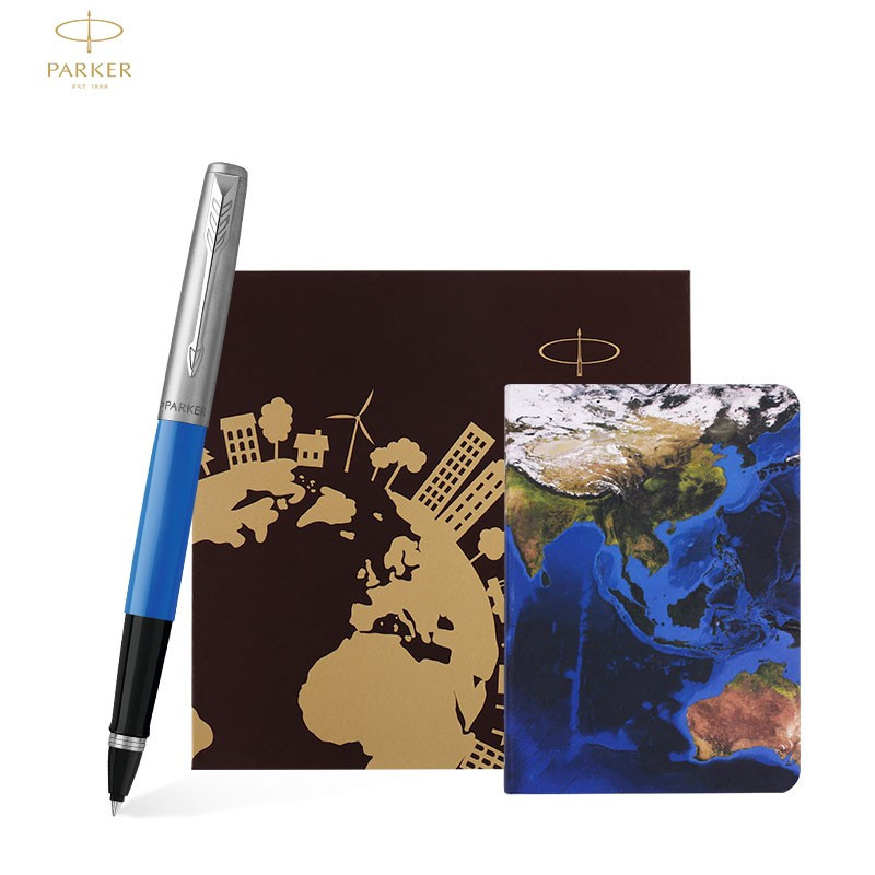 派克（PARKER）签字笔礼盒 乔特复古蓝白夹宝珠笔+AR笔记本礼盒套装