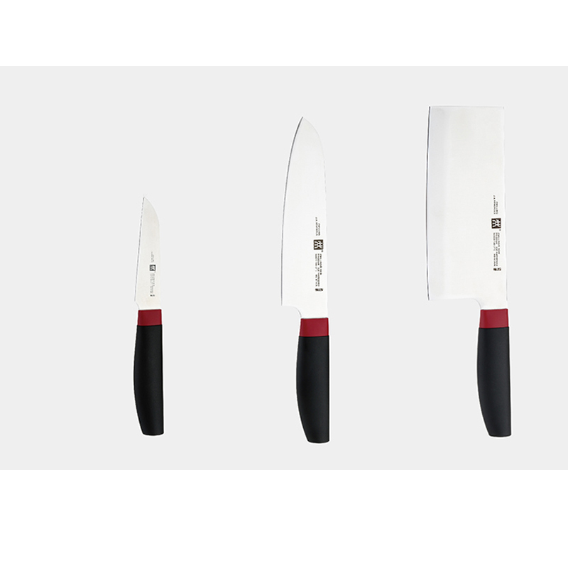 双立人 ZW-K309 ZWILLING Now S系列刀具4件套(红黑)中片刀+多用刀+蔬果刀+刀架