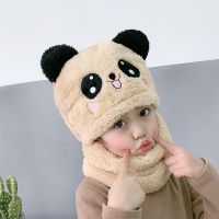 冬季儿童套头帽户外保暖围脖连帽卡通婴儿帽子骑车防风防寒帽_305_989 儿童款卡其色
