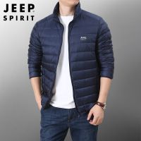 JEEPSPIRIT秋冬新款白鸭绒羽绒服男轻质帅气短款羽绒外套_121 2XL 藏青色