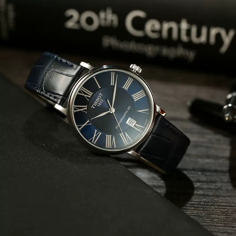 天梭(TISSOT)瑞士手表 2020年新款卡森臻我系列皮带男士机械表T122.407.16.043.00高清大图