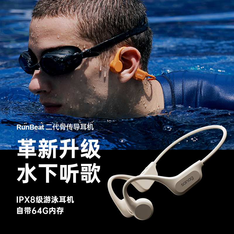 sanag塞那B60游泳蓝牙耳机骨传导专业级防水无线运动跑步专用不入耳高清大图