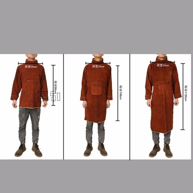 鸣固 焊工防护围裙 牛皮防烫电焊工作服 黑蓝色85cmCW5x8273图片