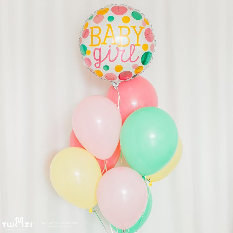 【兔子气球】迷你浅粉baby girl创意生日网红布置装饰用品 气球束