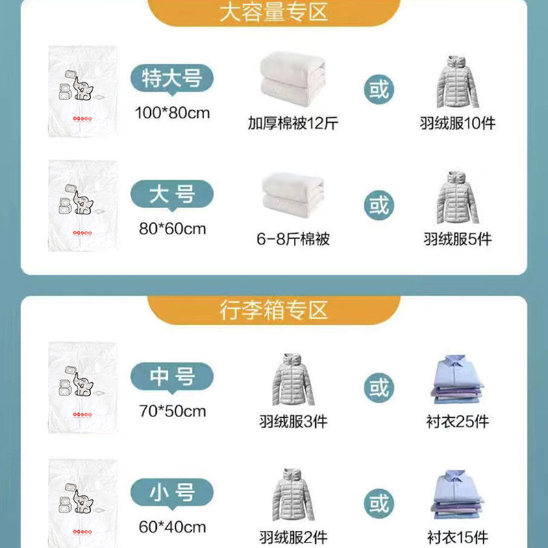 联冠抽真空压缩袋收纳袋被子衣服棉被家用神器衣物行李箱专用袋子整理袋衣物密封袋