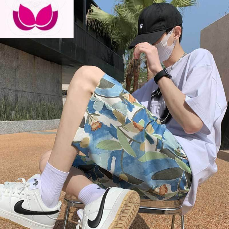 七斓冰丝花短裤男士夏季三亚旅行穿搭海边大裤衩外穿五分夏威夷沙滩裤