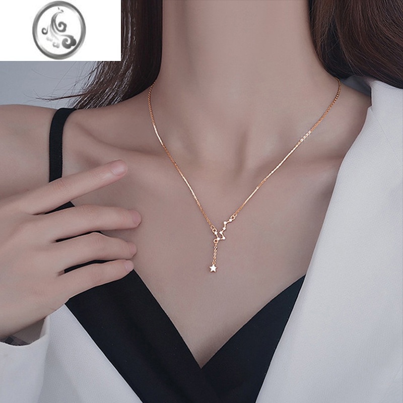 JiMi925银项链女夏天高级感设计感小众轻奢锁骨链2023年新款颈链 镀14K粉玫瑰金款高品质电镀不褪色