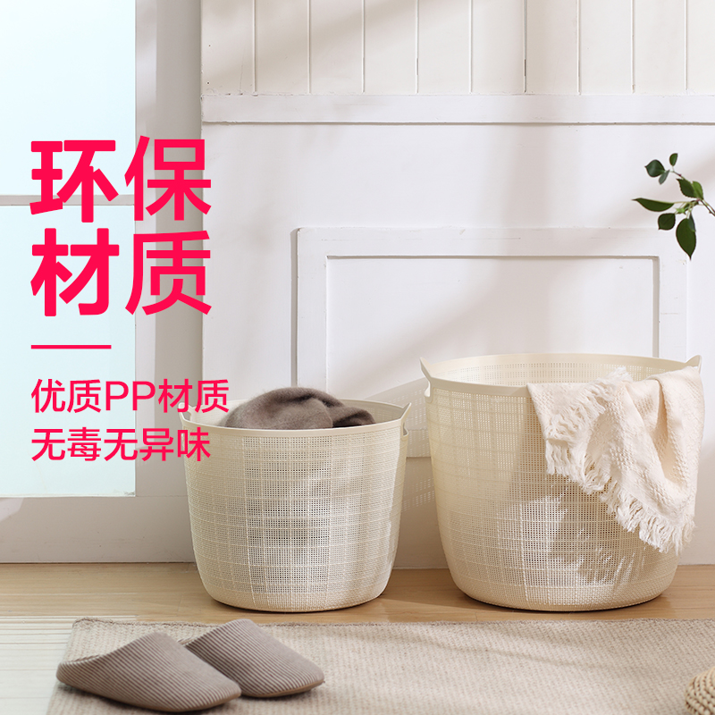 仿麻布塑料脏衣篮卫生间收纳筐阳台收纳篮洗衣篮脏衣篓脏衣服洗澡高清大图