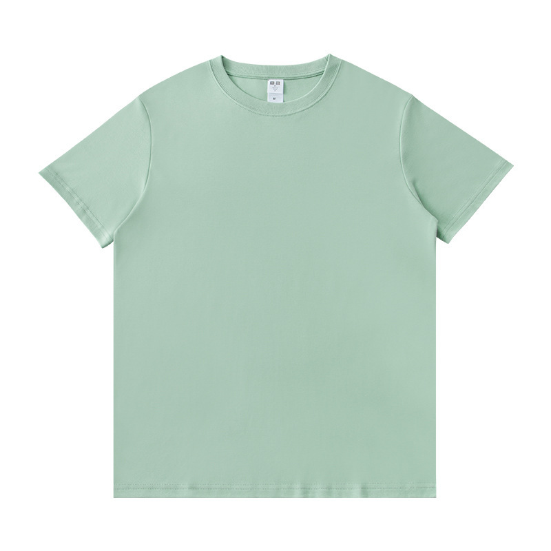 联名短袖男女230g双面布t恤纯棉男装夏季半袖纯色重磅精梳棉白t情侣装