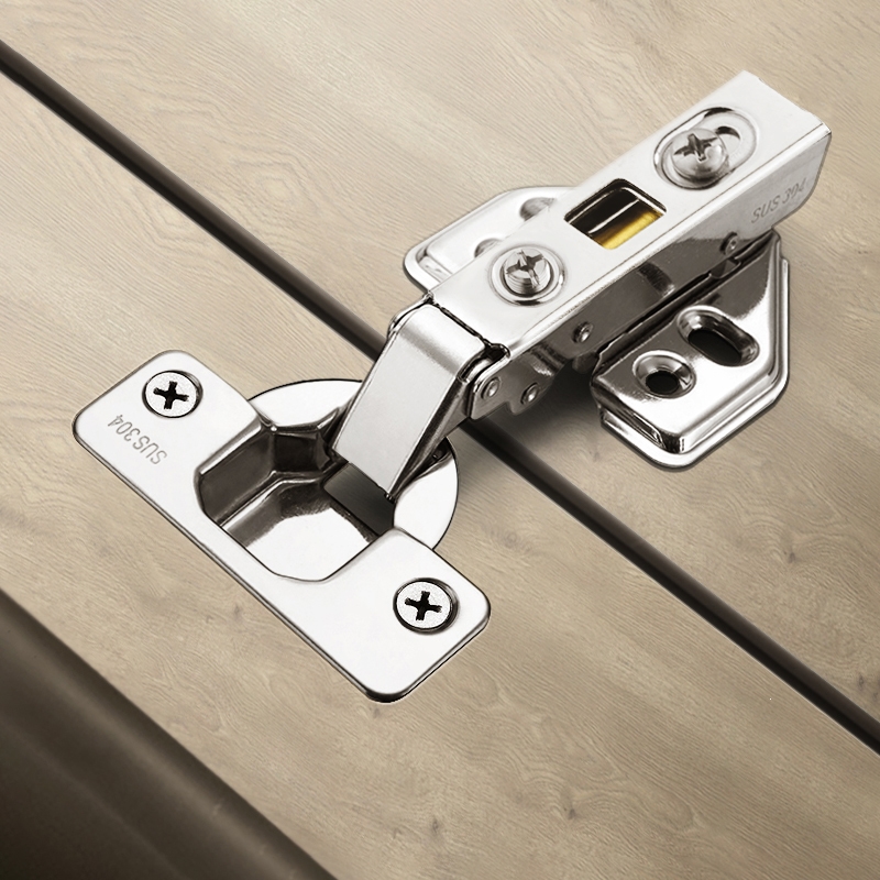 古达304不锈钢橱柜门铰链衣柜飞机烟斗合页中弯直弯阻尼液压缓冲铰链