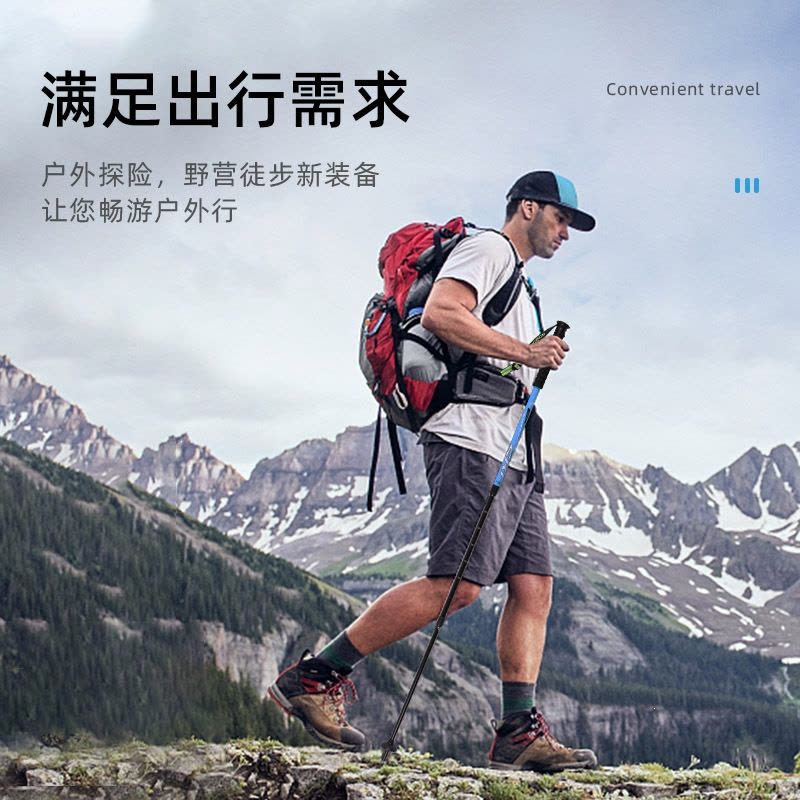 开拓者(Pioneer)户外登山杖T型直柄3节伸缩拐杖徒步爬山拐棍手杖出行装备图片