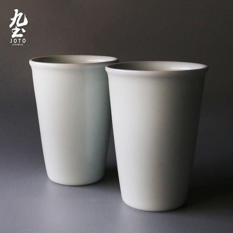 辦公杯个性咖啡杯 景德镇陶瓷茶水杯亚光白直筒馬克杯