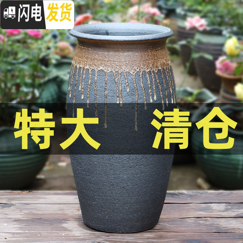 三维工匠法师老桩花盆特大号粗陶陶瓷多肉植物花盆高大号盆栽花盆 L-102 特大花盆容器高清大图