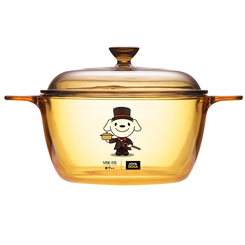 康宁1.5L晶彩透明玻璃深汤锅炖锅煮锅VS-15礼盒装家用厨房好物