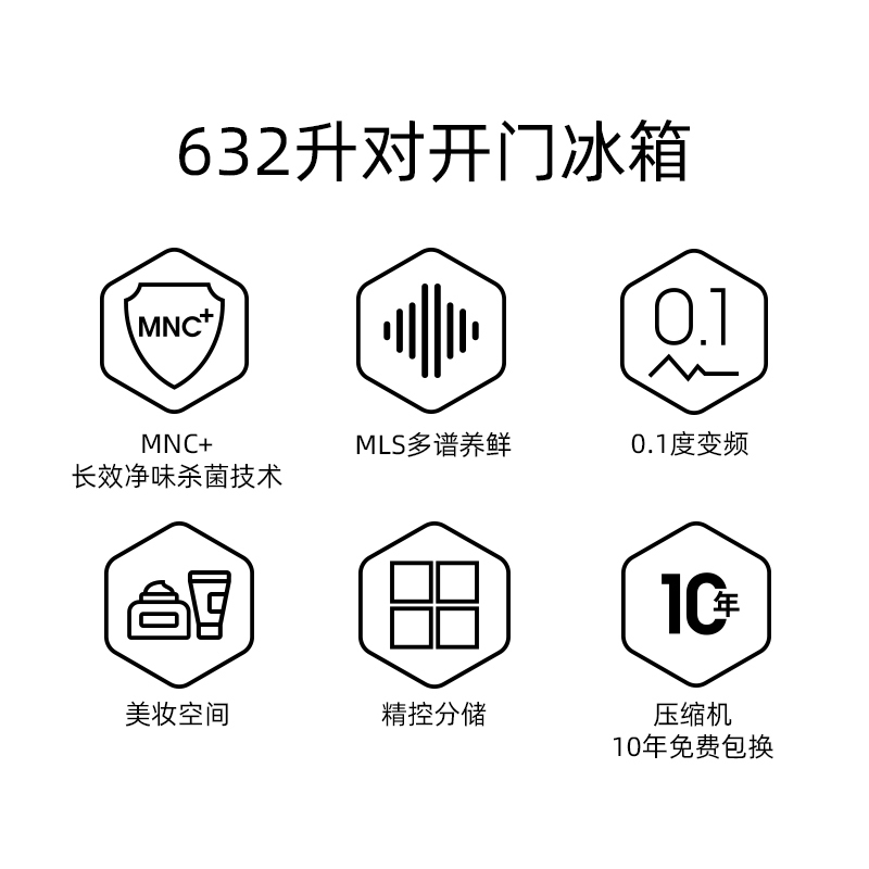 美菱冰箱BCD-632WUPBT雪山白