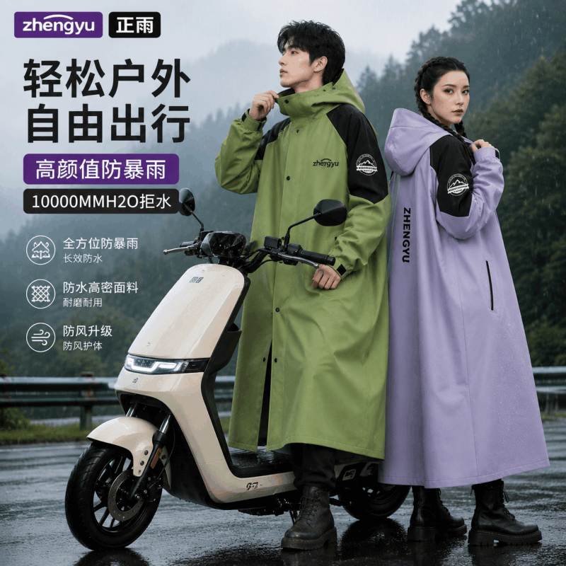 正雨雨衣电动车长款全身防暴雨雨衣女款成人外穿人车户外骑行9063图片