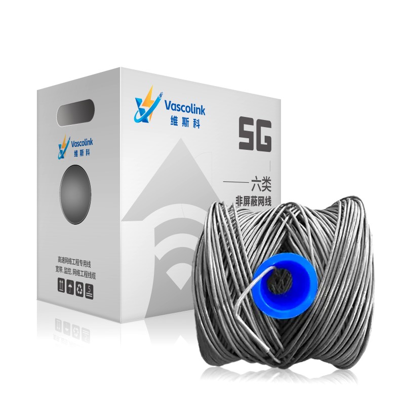 维斯科 VasF-C6-56GY 0.56mm线径 六类4对非屏蔽网线 305.00米/箱(计价单位:箱)灰色高清大图