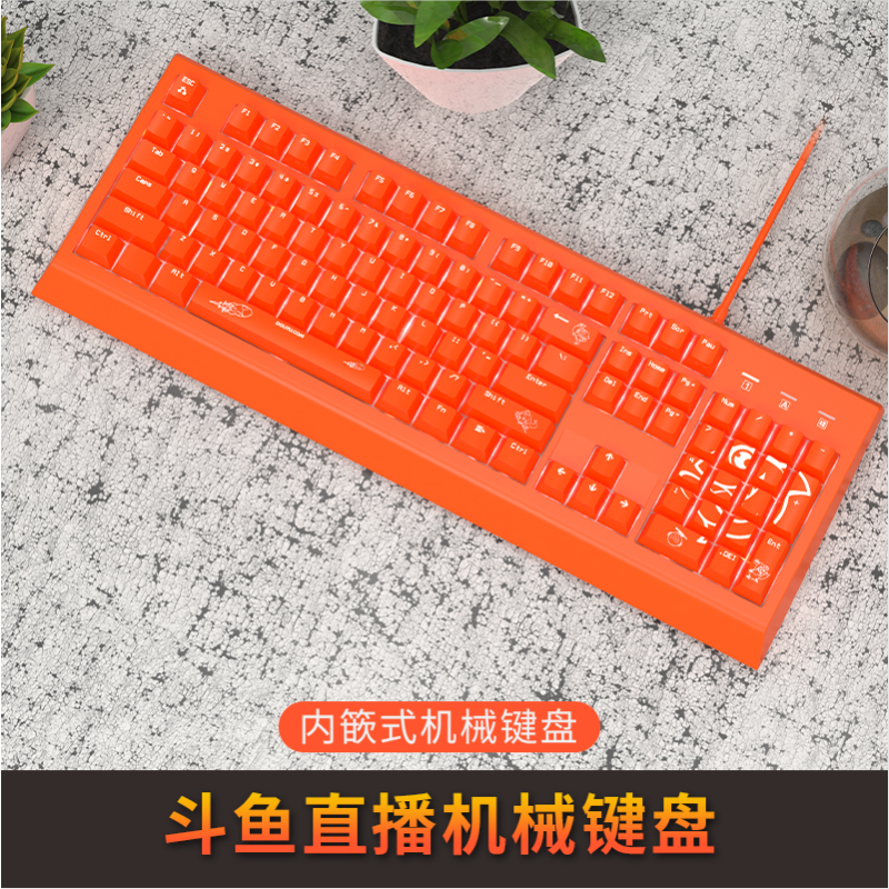 斗鱼（DOUYU.COM）DKM170 有线机械键盘 游戏键盘 全尺寸白光 有线键盘 电竞键盘 吃鸡键盘 橙色茶轴