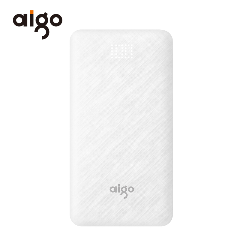 aigo爱国者移动电源 10000mAh充电宝超薄便捷E10(白)