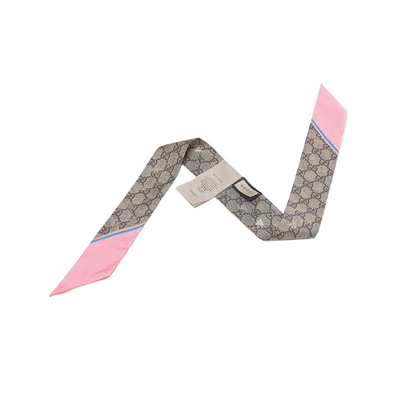 古驰gucci女士桑蚕丝绑带装饰带束发带小领巾窄版丝巾4992263g001