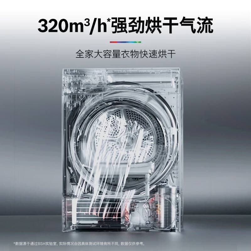 博世 WQC855C30W 8系10KG热泵滚筒烘干机 家用干衣机 手机互联 除菌除螨 夜间烘 除皱祛味 冷凝器自清洁高清大图