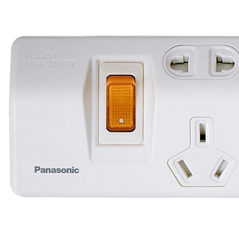 松下(Panasonic)多功能插排分控电源接线板插线板拖线板排插板1.8米独立开关插座 十位总控 白色
