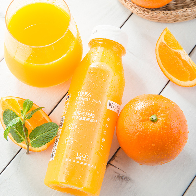 果汁优蕴uwin非浓缩还原100橙汁泰国原装进口nfc果汁饮料300ml瓶装