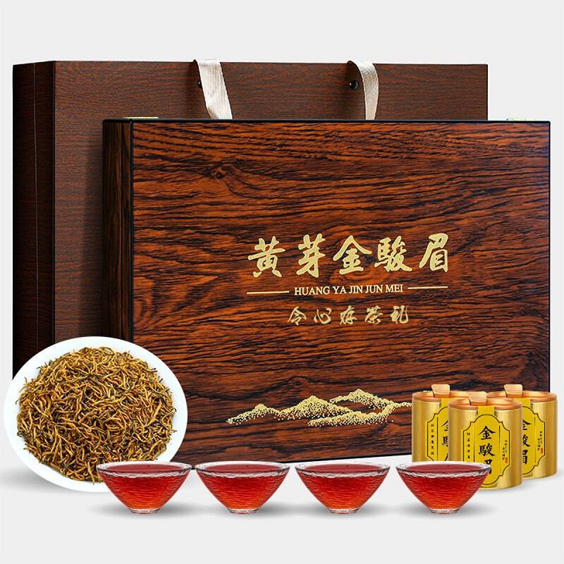 痴福 红茶金骏眉武夷蜜香型黄芽金骏眉茶叶木质礼盒装300克高清大图