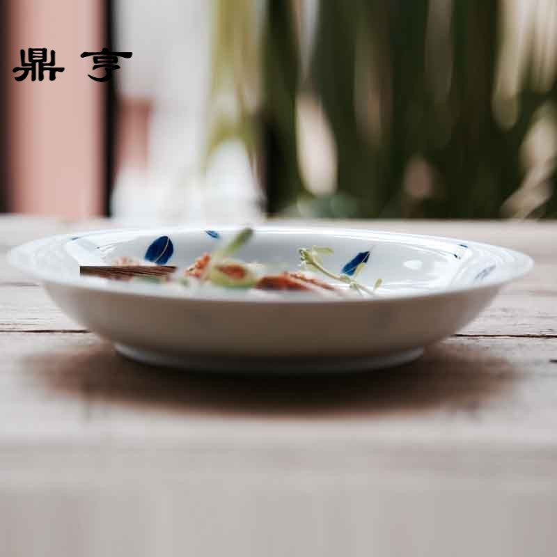 鼎亨原创手绘釉下彩青花餐具景德镇陶瓷餐具菜盘圆盘中式家用