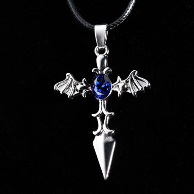 架项链男生情侣项链女社会兄弟潮男嘻哈 蓝钻恶魔之剑[送051款戒指]