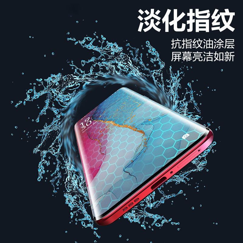 轻万适用reno3 pro钢化膜全屏曲面高清透明防摔贴膜OPPO reno3pro手机保护膜全玻璃高清大图