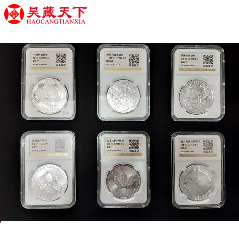 昊藏天下 世界六大投资银币 评级封装典藏套装图片