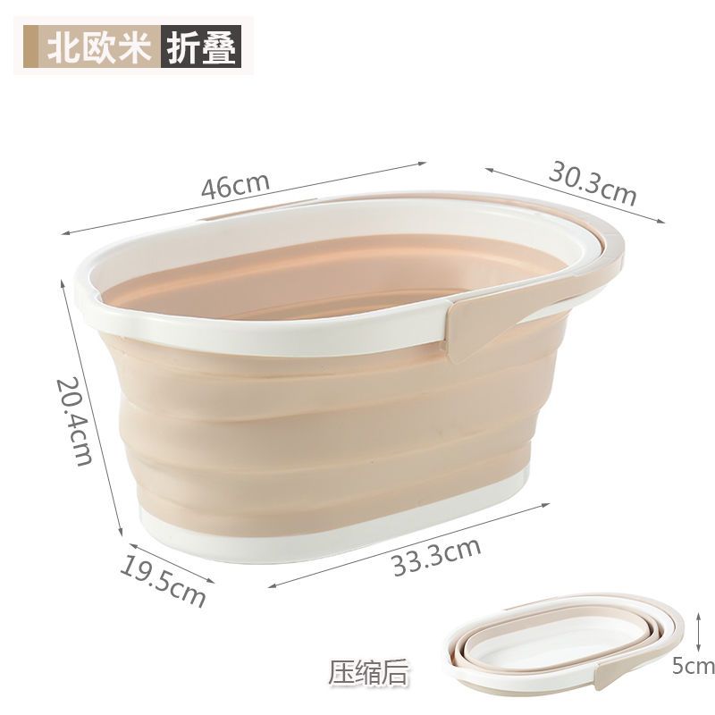 塑料壁挂手提可折叠水桶收缩桶拖把桶车载便携桶户外拖地桶挤水桶 可折叠水桶北欧米 832