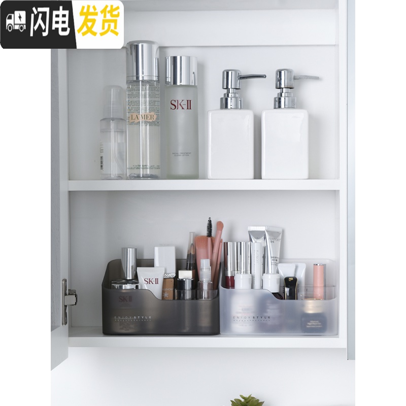 三维工匠 镜柜收纳盒桌面化妆品整理盒 梳妆台分格护肤品口红置物架高清大图