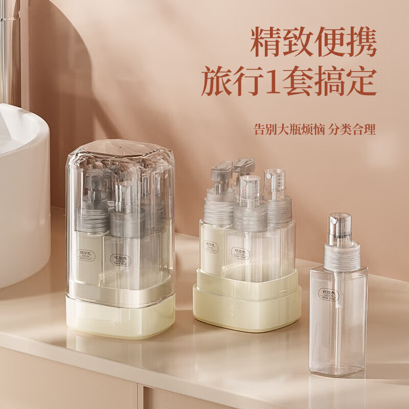 轻奢透明四合一分装瓶出差方便携带收纳瓶透明款喷雾瓶乳液瓶套装高清大图
