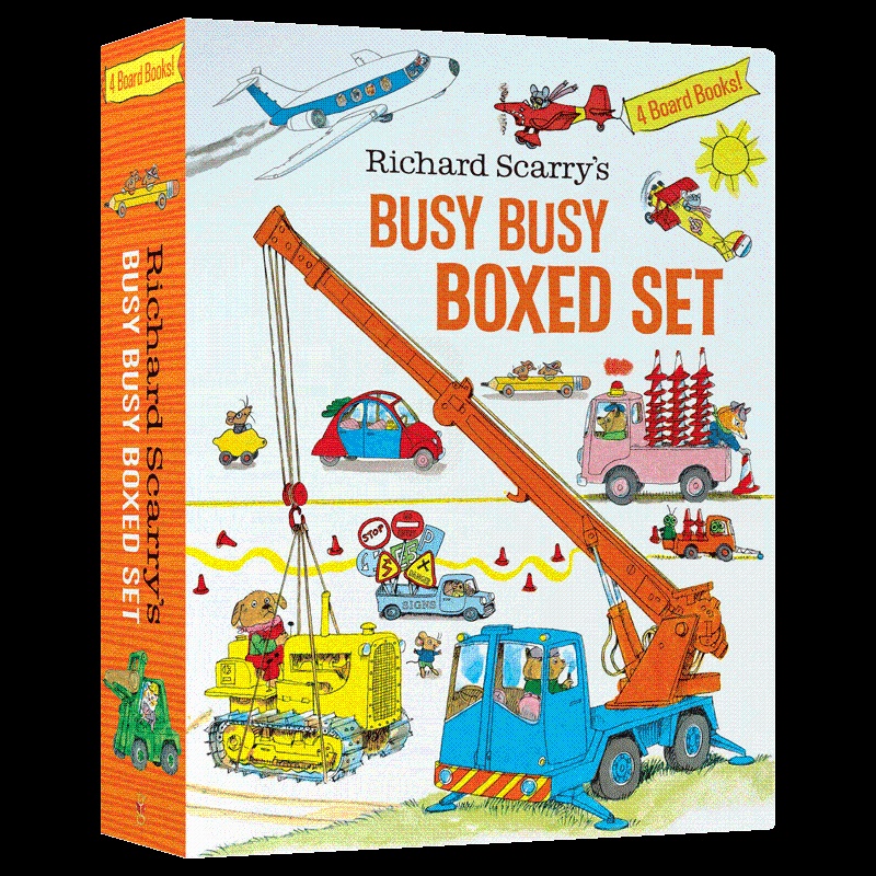 [醉染正版]斯凯瑞繁忙的场所系列 4册套装 英文原版 Richard Scarry’s Busy Busy Boxed高清大图
