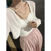 冰丝针织防晒开衫女薄款披肩2025夏季配吊带连衣裙外搭罩衫上衣潮 均码80到125斤 白色