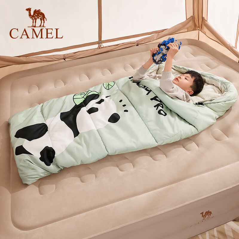 骆驼(CAMEL)熊猫联名成长型睡袋164BAF5643银化绿高清大图