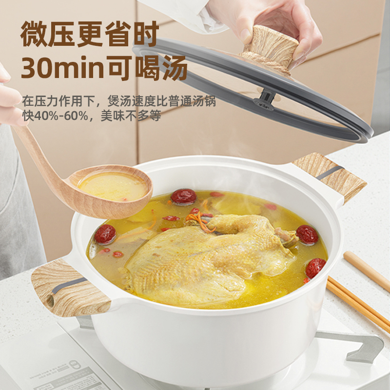 荣事达(Royalstar)陶瓷汤锅20cm不粘锅家用炖煮锅一锅多用易清洗电磁炉燃气灶通用双耳焖锅微压RA142207