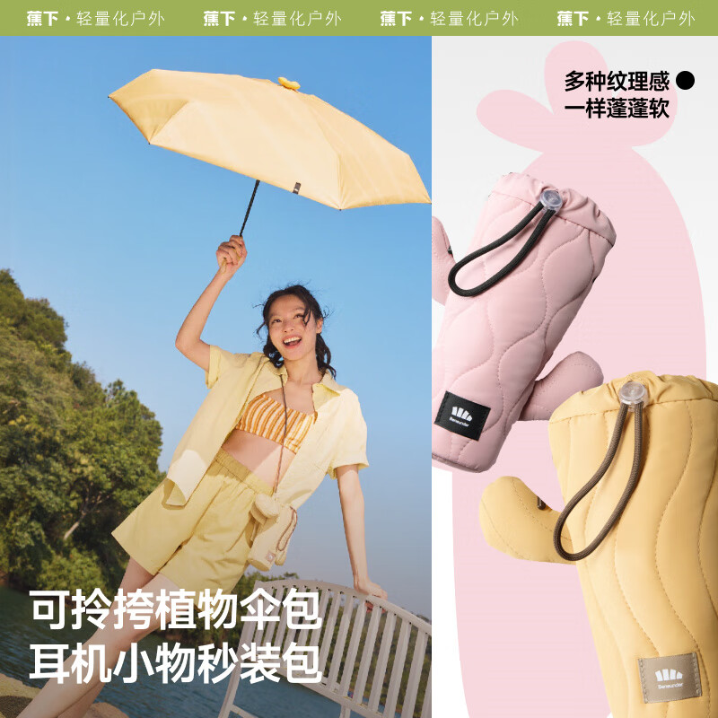 蕉下(beneunder)防紫外线遮阳伞五折黑胶晴雨伞防晒伞绿植 BM528绿草甸高清大图