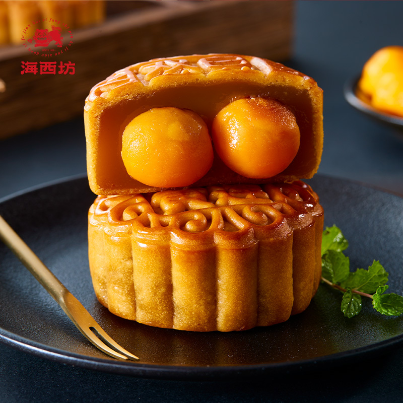 海西坊四喜抱富720g中秋月饼礼盒四饼四味蛋黄莲蓉五仁黑豆沙送礼