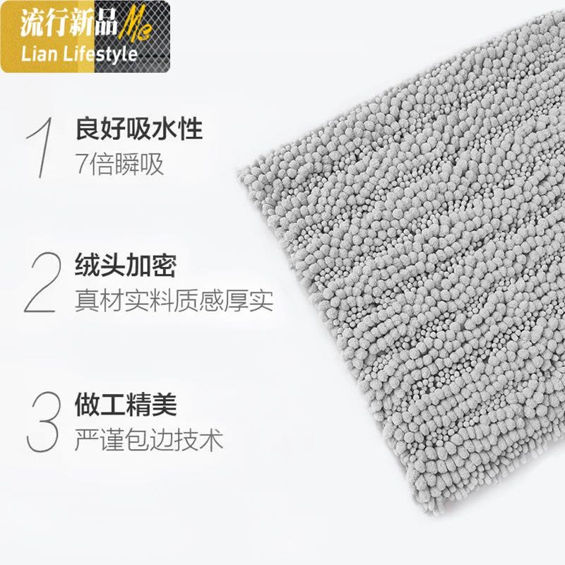 雪尼尔地垫进厨房脚垫客厅浴室厕所口卫生间超吸水地毯防滑垫 三维工匠图片