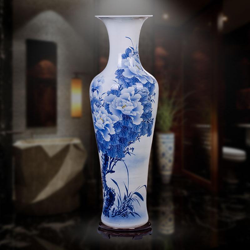 景德镇陶瓷落地大花瓶中式特大客厅花瓶室内创意家居饰品超大摆件
