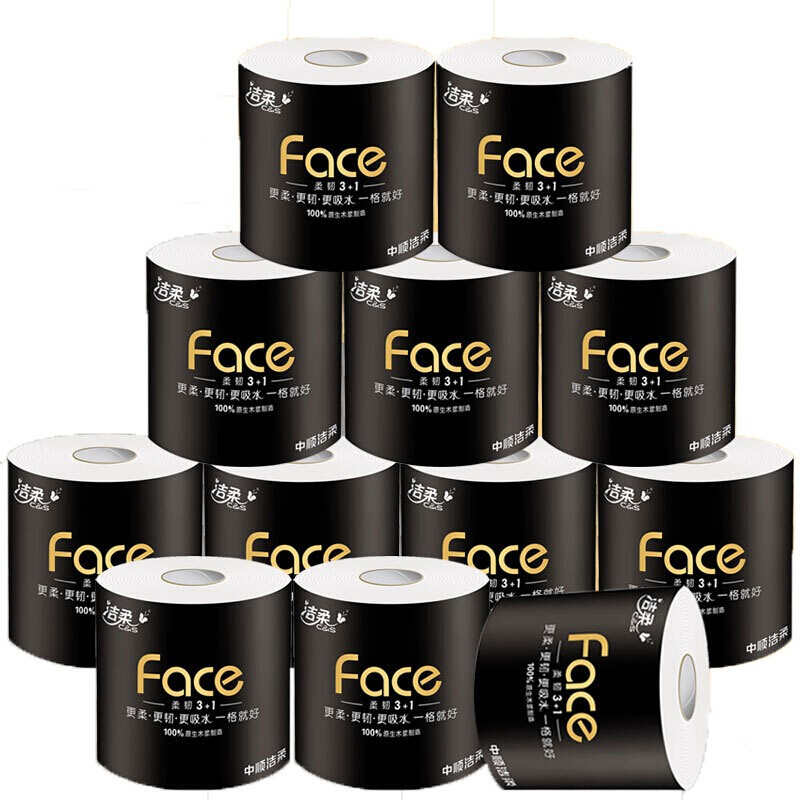 洁柔face四层有芯卷纸1680克12卷 12卷/提 6提/件