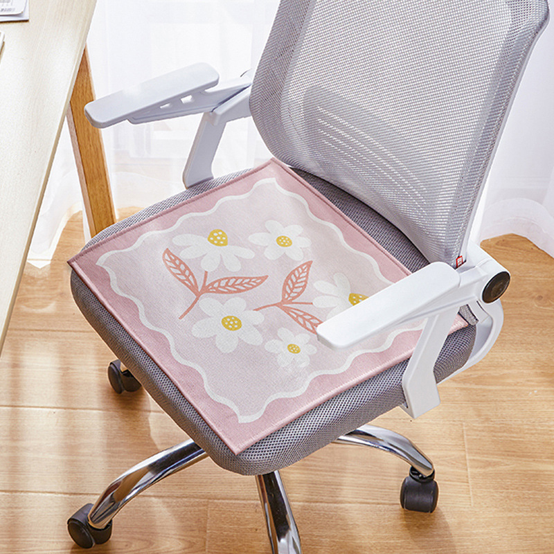 幸福派 夏天冰丝坐垫办公室久坐透气凉垫夏季学生凳椅子屁股凉垫冰丝椅垫家用椅子椅垫学生夏季凳子垫子卡通防滑屁股垫高清大图