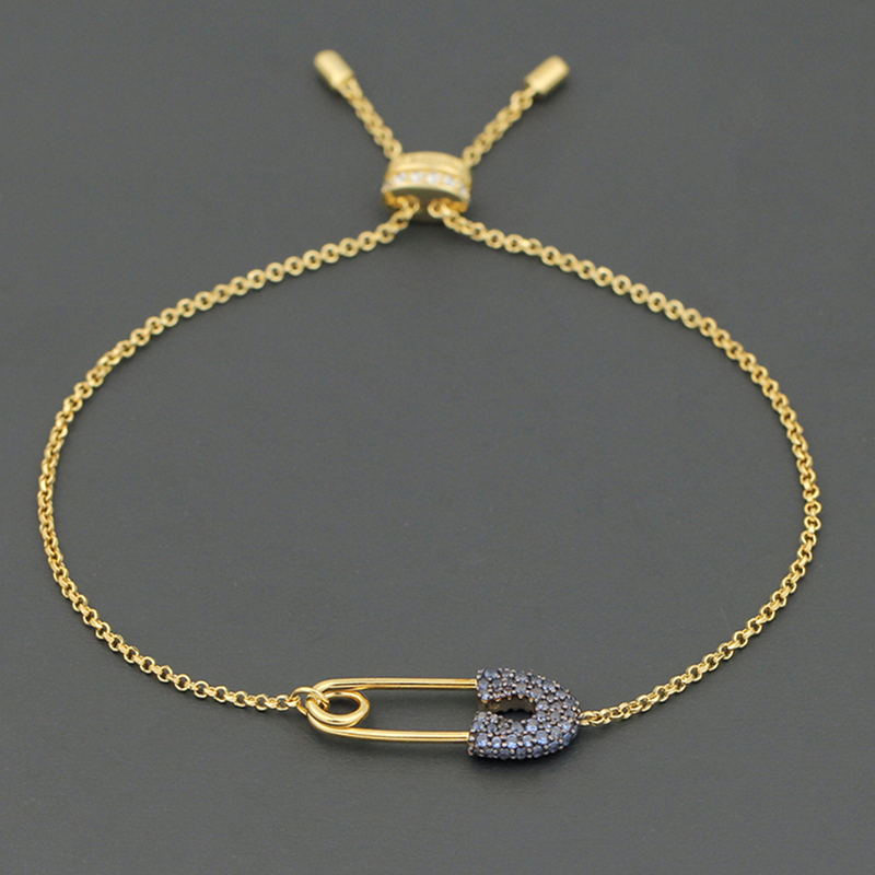 apmmonaco多色别针手链简约个性情侣闺蜜时尚银手饰品送女友礼物