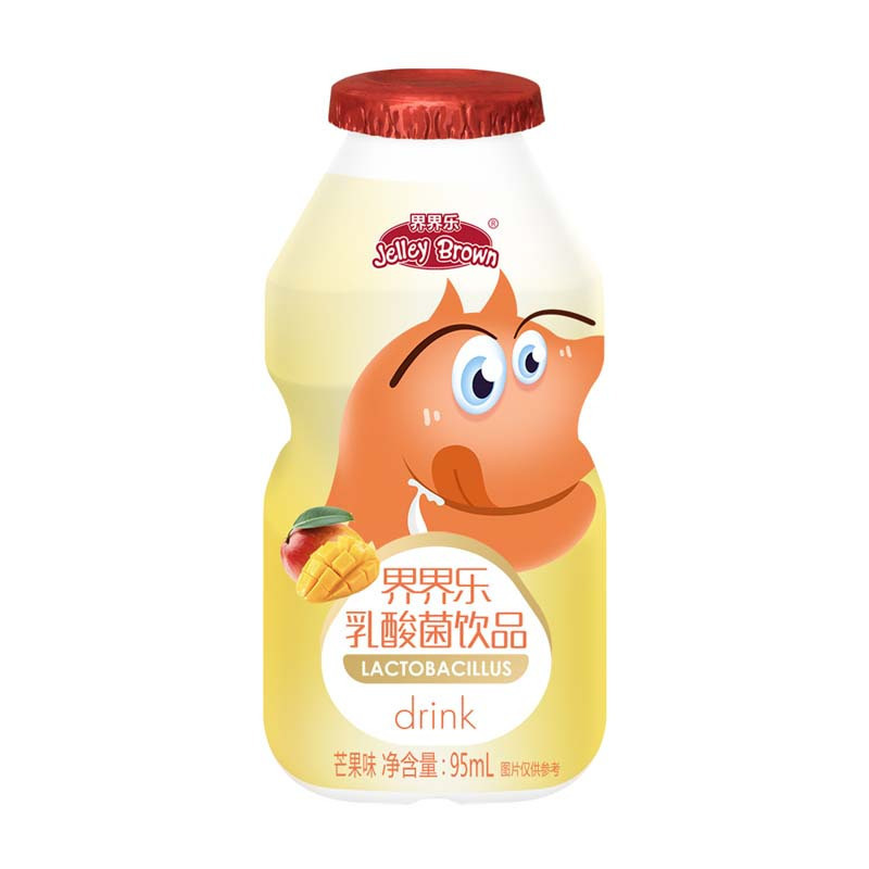 界界乐JelleyBrown 儿童乳酸菌饮料 芒果味95ml*20瓶 小怪物系列婴童果汁饮品