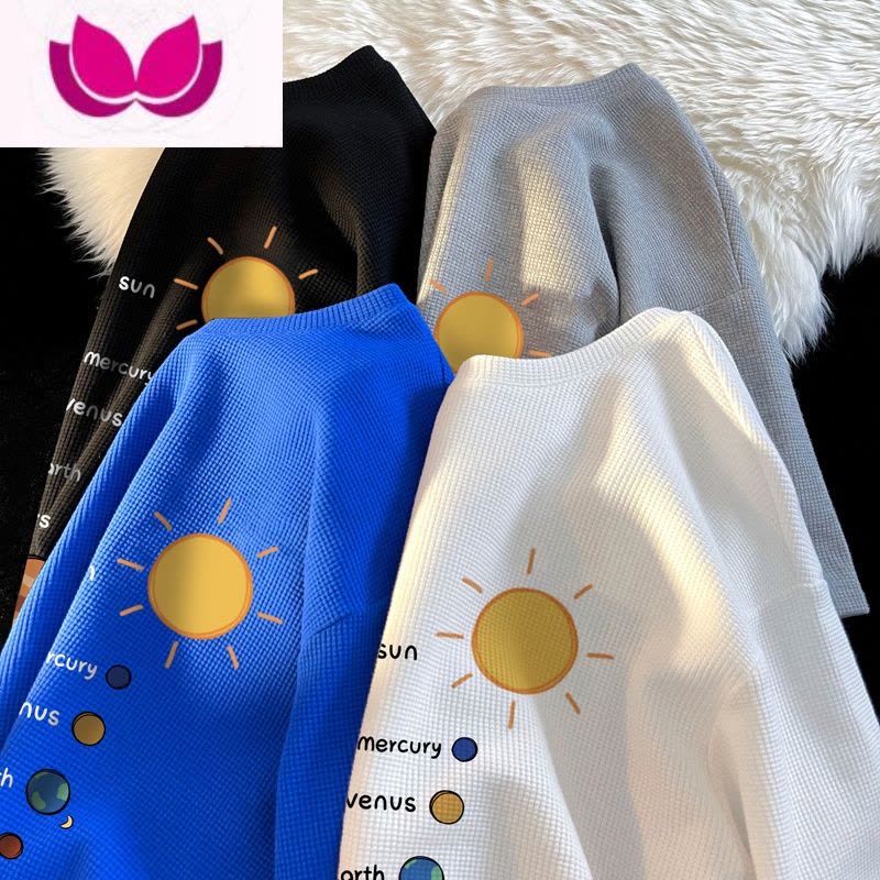 七斓华夫格短袖t恤男夏季港风宽松大码潮牌上衣ins百搭休闲学生体恤衫图片